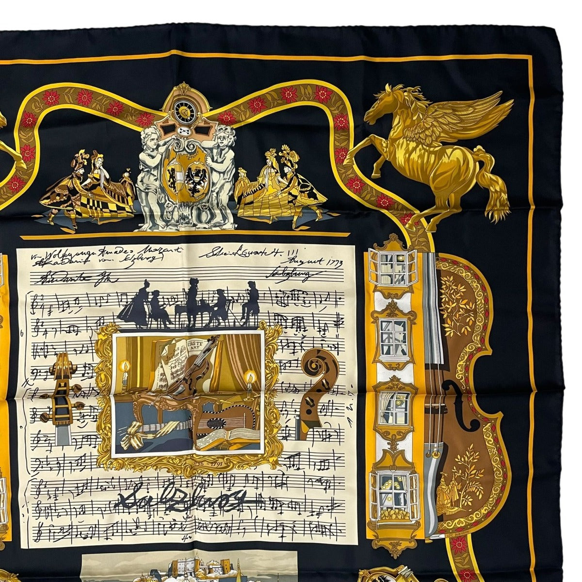 Hermes Scarf Silk Carre 90 in Salzburg Black — view 3