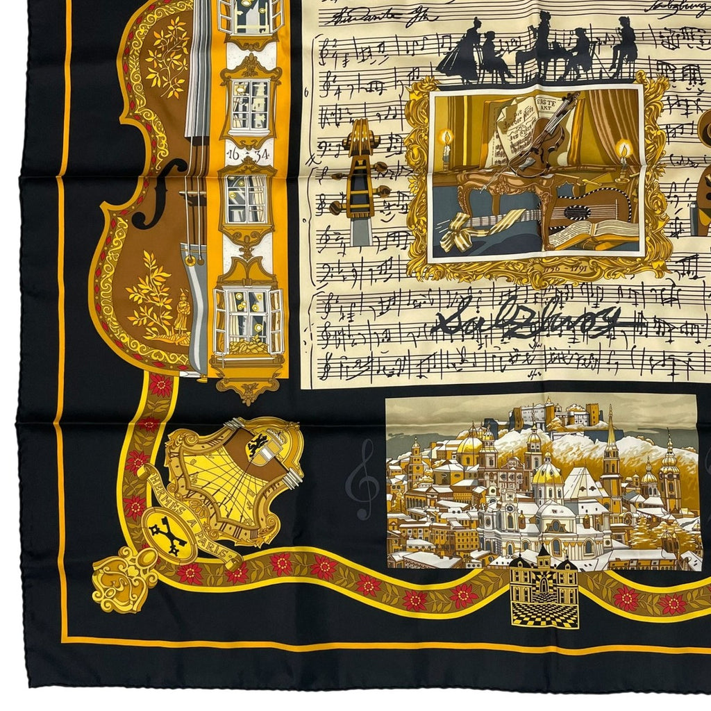 Hermes Scarf Silk Carre 90 in Salzburg Black — view 4