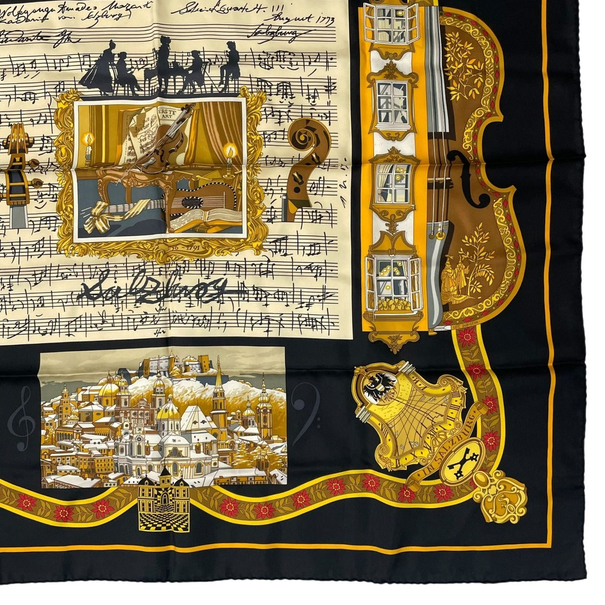 Hermes Scarf Silk Carre 90 in Salzburg Black — view 5