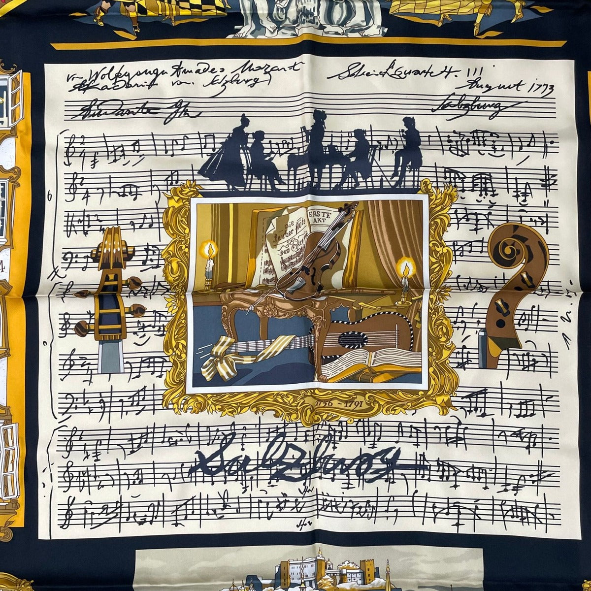 Hermes Scarf Silk Carre 90 in Salzburg Black — view 6
