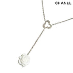 Chanel Camellia Diamond Necklace 41.5 cm 18k WG White Gold 750 Agete Flower