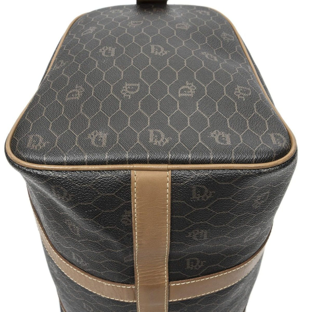 Dior Vintage Small Travel Boston Dark Gray Brown Honeycomb Canvas Shoulder Bag — view 7
