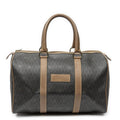 Dior Vintage Small Travel Boston Dark Gray Brown Honeycomb Canvas Shoulder Bag