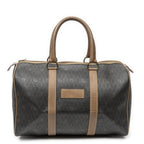 Dior Vintage Small Travel Boston Dark Gray Brown Honeycomb Canvas Shoulder Bag