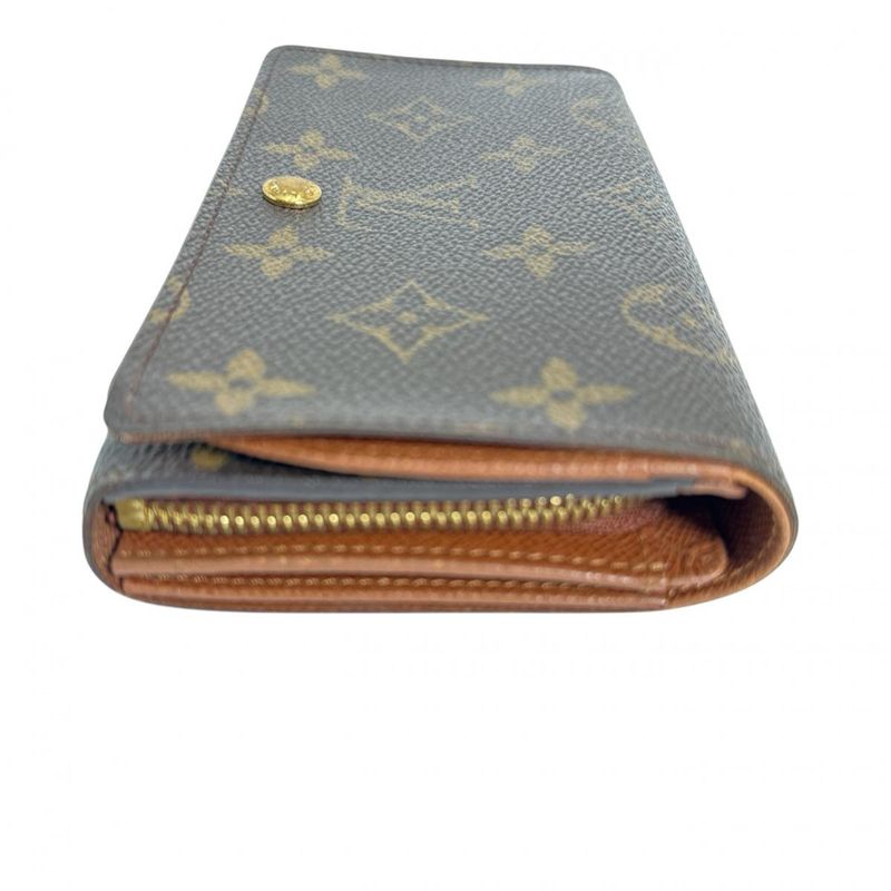 Louis Vuitton Monogram L-shaped Zipper Porte Monnaie Vie Tresor Fold — view 3