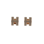 Hermes Mini Pop Earrings Metal Pink Gold Brown Marron Glace