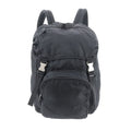 Prada Tessuto Nylon Triangle Logo Leather Backpack Black