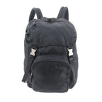 Prada Tessuto Nylon Triangle Logo Leather Backpack Black