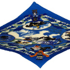 Hermes Scarf Pleated Silk Horse Knight Emblem Blue — view 4