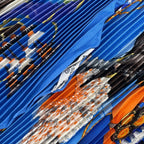 Hermes Scarf Pleated Silk Horse Knight Emblem Blue — view 7