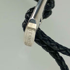 Hermes Key Holder Charm Black Silver Leather AG 925 Braided — view 6