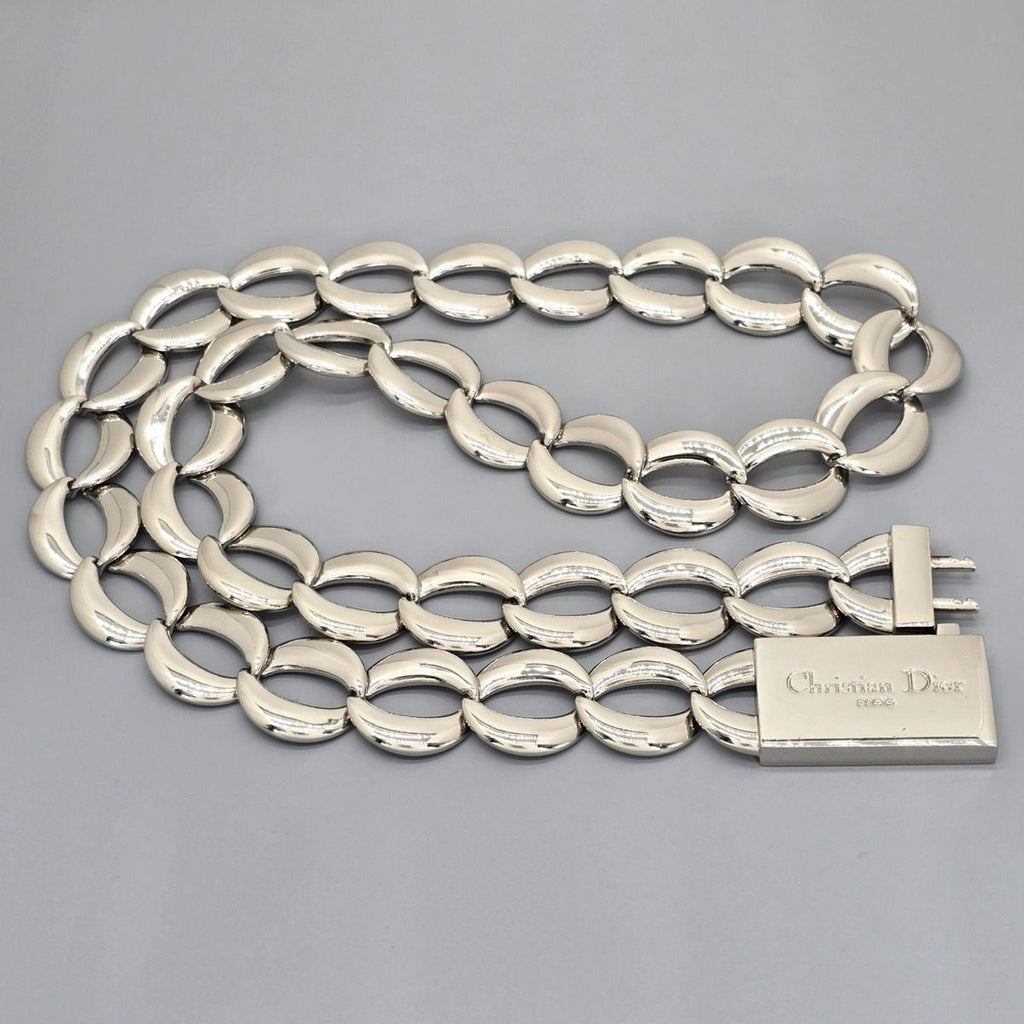 Dior Box Logo Chain Link Necklace Silver — view 2