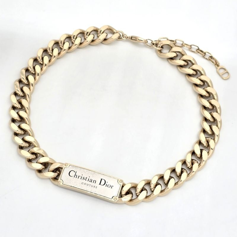 Christian Dior Couture Plate Choker Necklace 48 cm Long Light