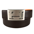 Hermes Belt Lucky Metal Leather Orange Dark Brown Silver