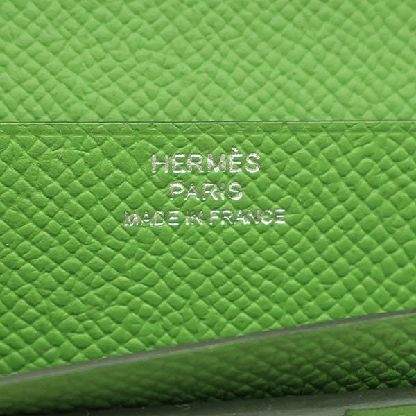Hermes Long Wallet Bearn Soufflet Verso Veau Epsom Vert Fizz Yucca Silver