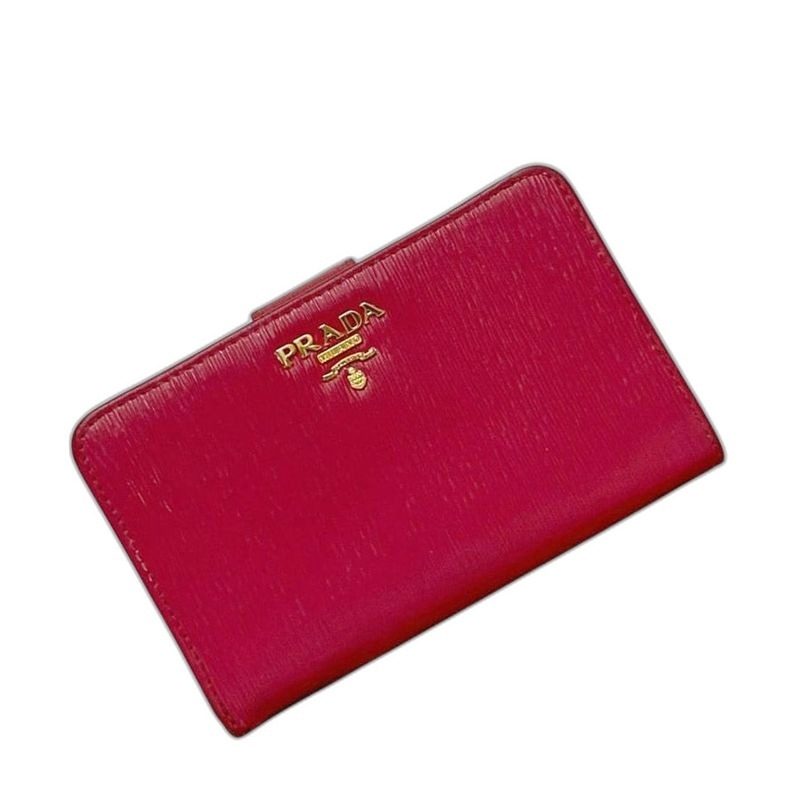 Prada Bifold Wallet Pink Peonia Folding Leather