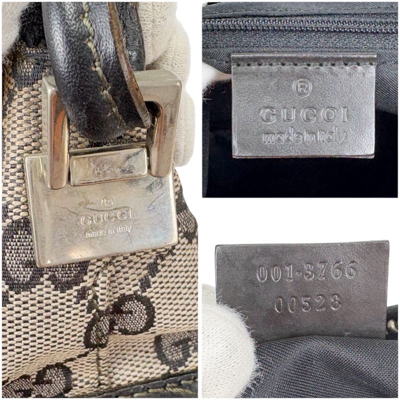 Gucci One Shoulder Bag GG Canvas Nylon Leather Dark Brown Hobo Soho — view 8