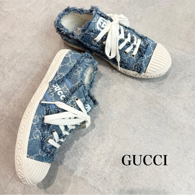 Gucci GG Denim Sneakers Logo 24 SS 35 Low Cut