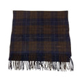 Hermes 100% Cashmere Check Muffler Brown Navy Scarf