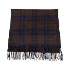 Hermes 100% Cashmere Check Muffler Brown Navy Scarf