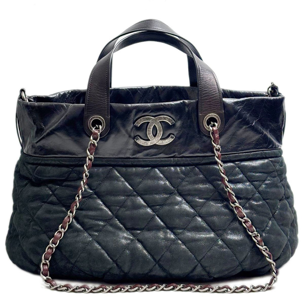 Chanel Bag Quilted Chain Shoulder in the Mix CC Logo Black Silver Sparkle