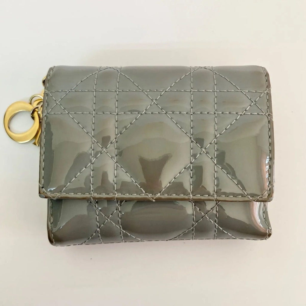 Dior Trifold Wallet Lotus Blue Gray Enamel — view 2