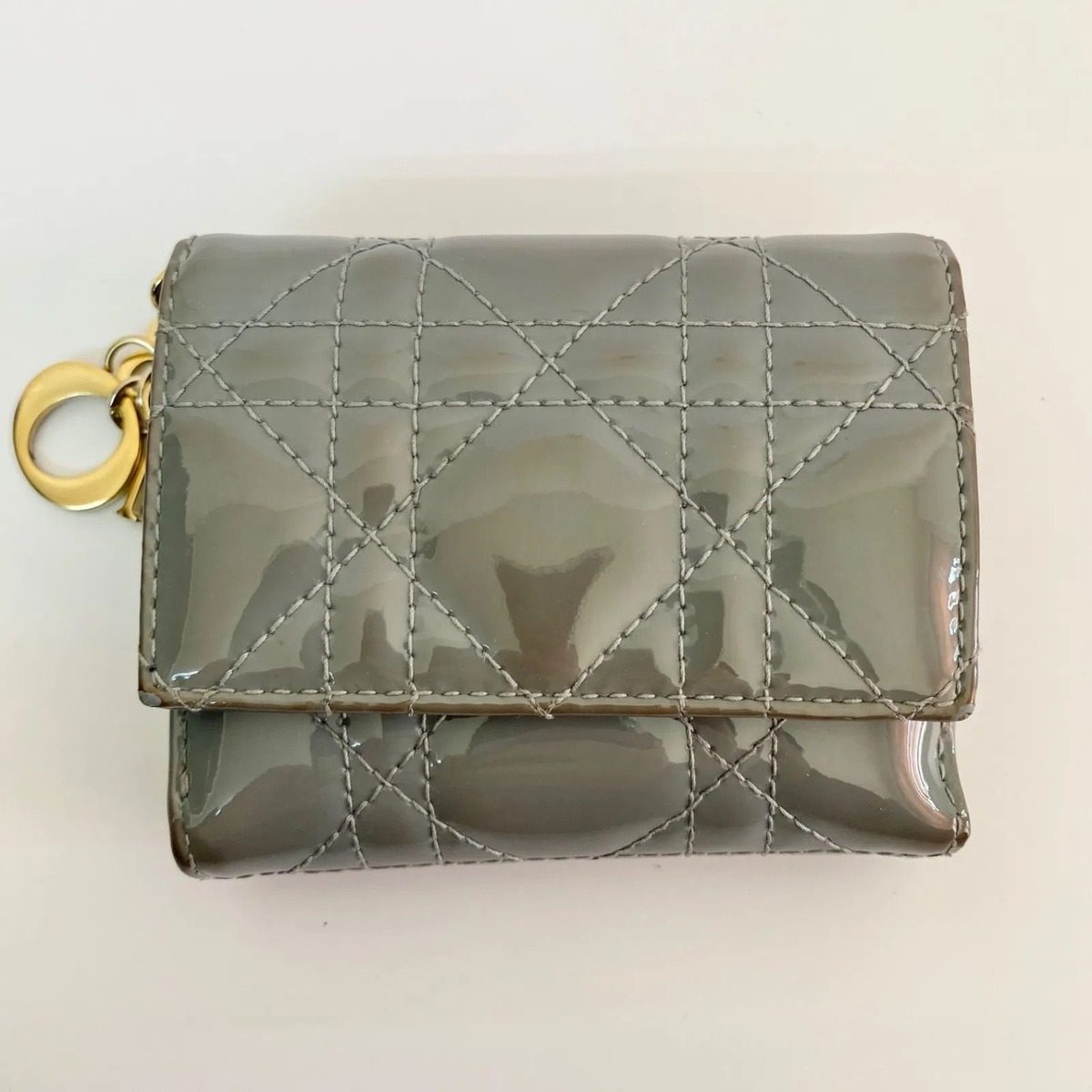 Dior Trifold Wallet Lotus Blue Gray Enamel — view 2