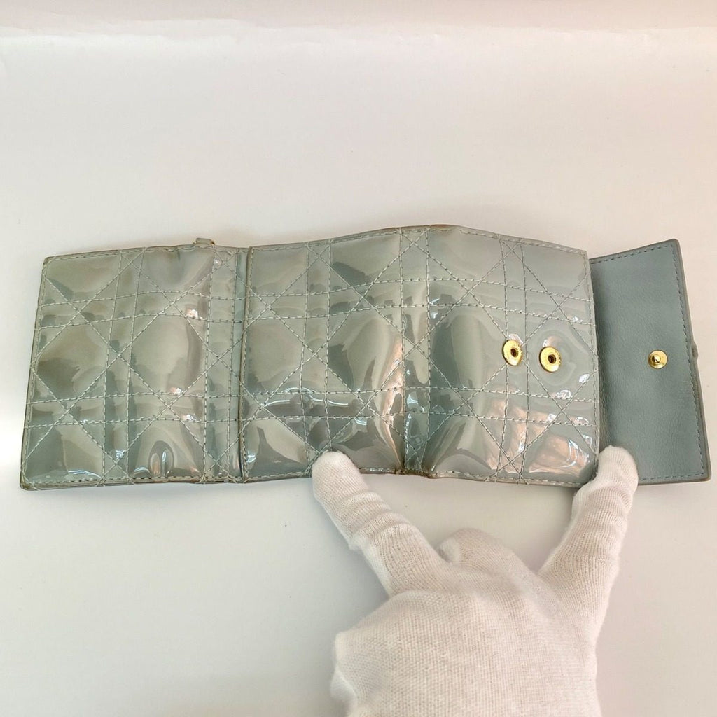 Dior Trifold Wallet Lotus Blue Gray Enamel — view 5