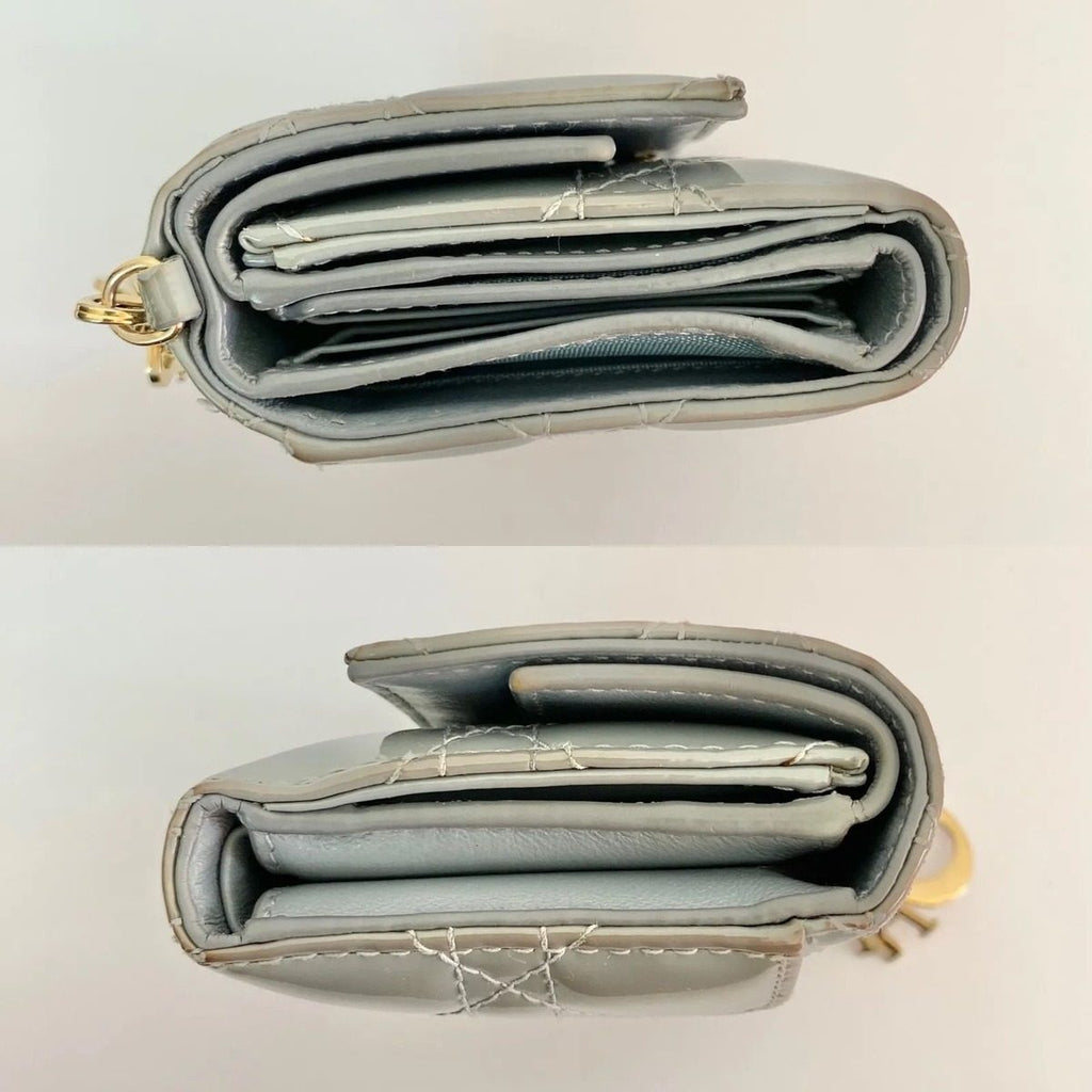Dior Trifold Wallet Lotus Blue Gray Enamel — view 6