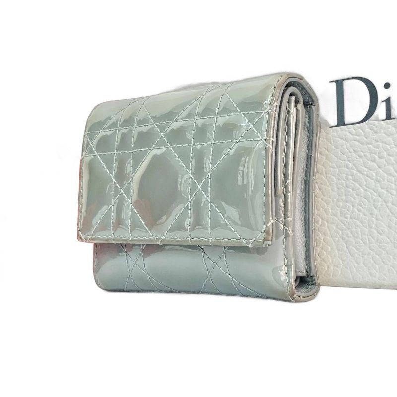 Dior Trifold Wallet Lotus Blue Gray Enamel