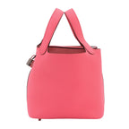 Hermes Picotin Lock 18 PM Hand Bag Taurillon Clemence Rose Azalea Silver