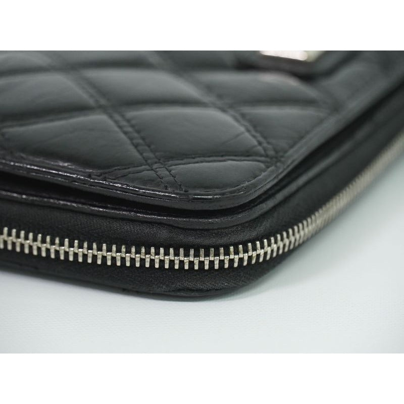 Chanel Paris New York Line Quilted Round Zipper Long Wallet — view 6