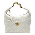 Chanel Quilted As3292 White Chain Tote Bag Lambskin Gold Hardware