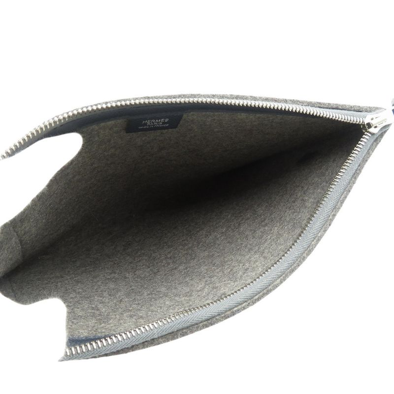 Hermes Toudou 29 Vaux Epson Felt Silver Hardware Grimoire Blue Indigo Lesan — view 3