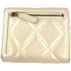 Chanel Quilted Trifold Wallet Lamb Skin Ap2809 White Gold Hardware Coco Pearl — view 3