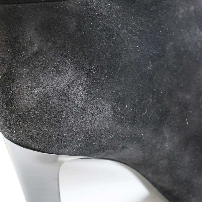 Saint Laurent Paris Knee High Suede Leather Heel Boots Black 37 — view 6