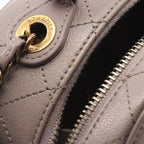Chanel Shoulder Bag Quilted Gray Leather Top Handle 2-Way — view 9