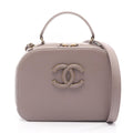 Chanel Shoulder Bag Quilted Gray Leather Top Handle 2-Way