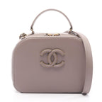 Chanel Shoulder Bag Quilted Gray Leather Top Handle 2-Way