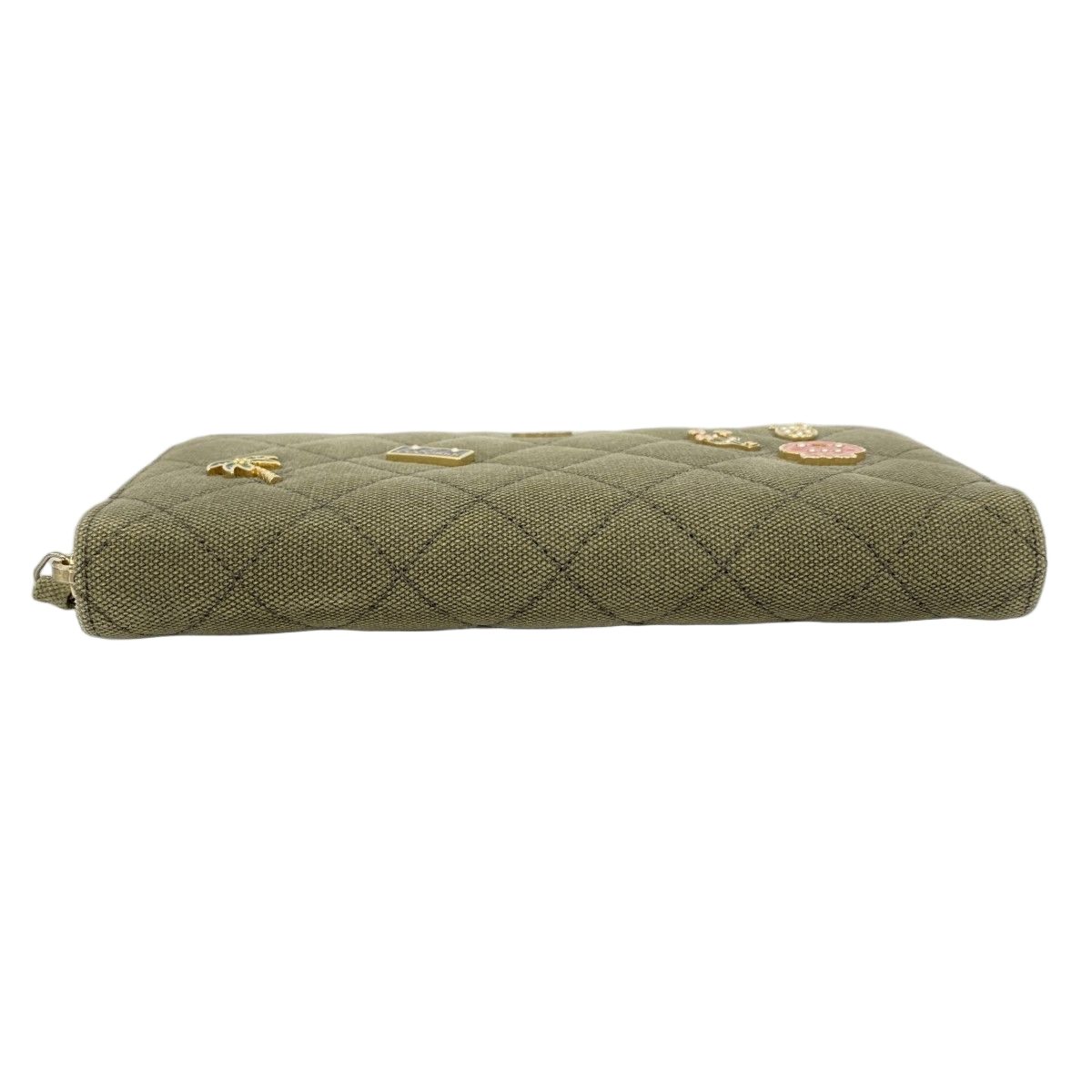 Chanel Wallet Quilted Canvas Khaki Gold — view 2