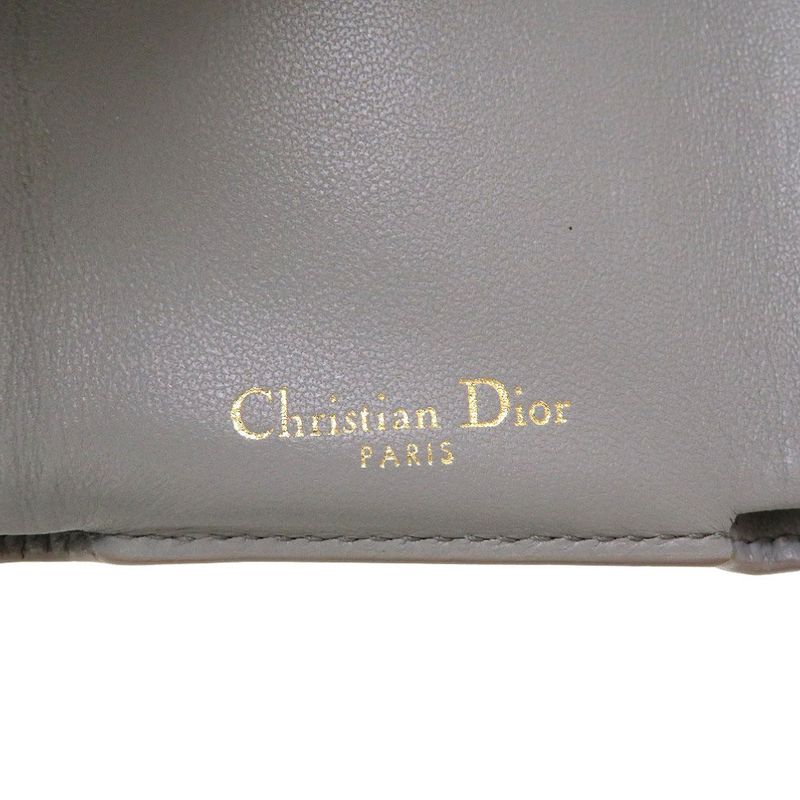 Christian Dior Compact Wallet Leather Gray Trifold Purse 0037 — view 5