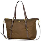 Prada Logo Tote 2-Way Shoulder Bag Nylon Brown