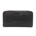 Chanel CC Logo Silver Long Wallet Grained Calfskin