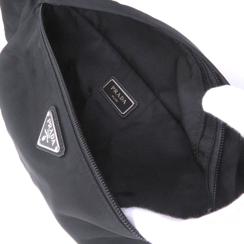 Prada Triangle Logo Plate Waist Pouch Shoulder Bag Black Recommended — view 6