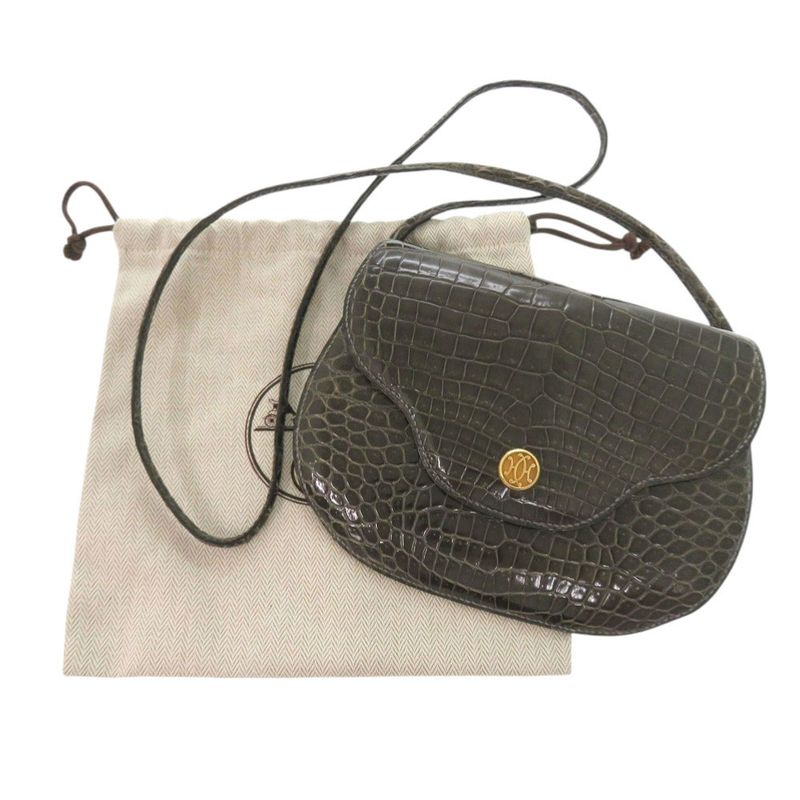 Hermes Paula Porosas Grayish Gold Hardware Shoulder Bag 1143 — view 2