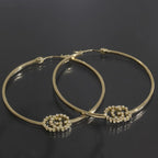 Gucci Diamond Hoop GG Earrings AU 750 18KY Box E1779 — view 2