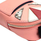 Fendi 7 Ar457 Monster Bugs Charm Key Holder Bag Small Leather Pink