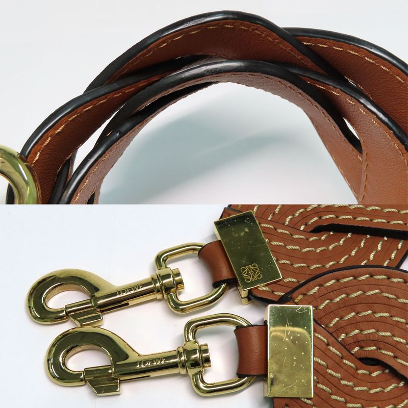 Loewe Shoulder Wavy Stitch Brown Gdhardware Bag Strap Single Item — view 9