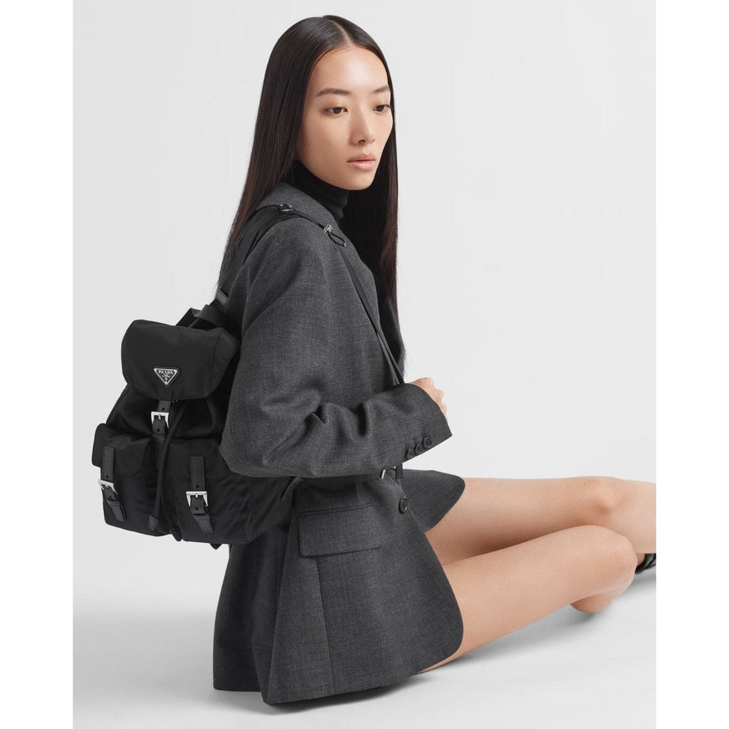 Prada Nylon Tessuto Backpack Saffiano Leather Shoulder Bag Purse Tote — view 3
