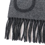Hermes Any Mole 100% Cashmere Logo Fringed Bicolor Muffler Gray Black with Scarf — view 6